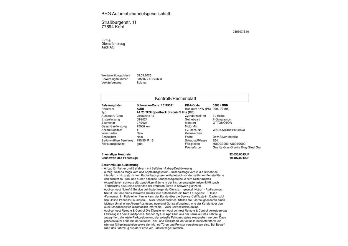 Audi - A1 Sportback S line 25 TFSI 70(95)